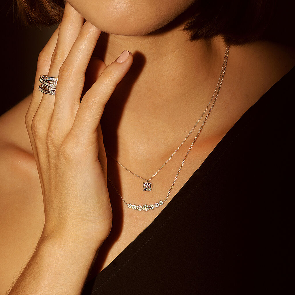 AYNSLEY Damen Collier Weißgold 375 (9 Karat) Zirkonia Weiß 0,37 ct Kreis - Halsketten Damen | OROVIVO