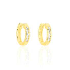 Damen Creolen Gold 375 Diamanten 0,04ct 13mm - Creolen Damen | OROVIVO
