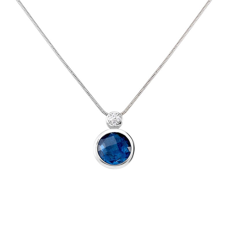Walya Damen Collier Silber 925 Glas Blau Kreis - Halsketten Damen | OROVIVO