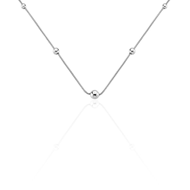 Collier Argent Rhodie Catarina Maille Pop Corn - Spannringe Damen | OROVIVO
