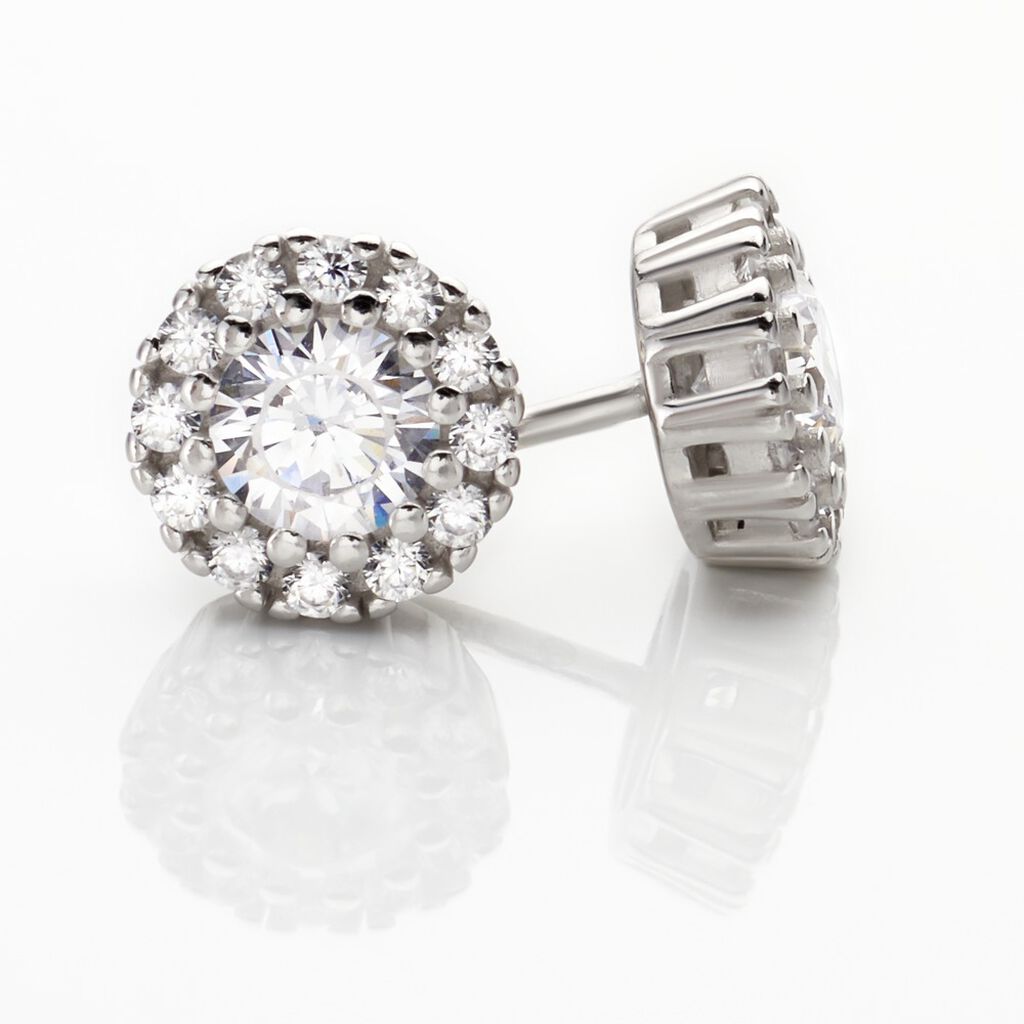 SERINATI Damen Ohrstecker Silber 925 Zirkonia Wei&szlig;