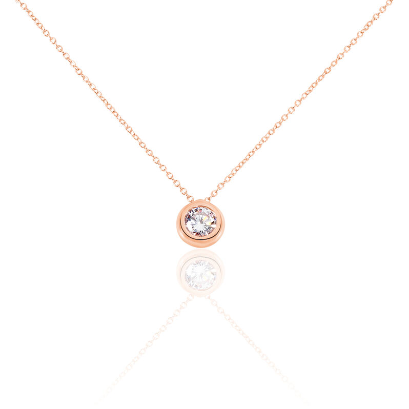 SONYA Damen Collier Silber rosevergoldet 925 Zirkonia Wei&szlig; 1,8 ct - Halsketten Damen | OROVIVO
