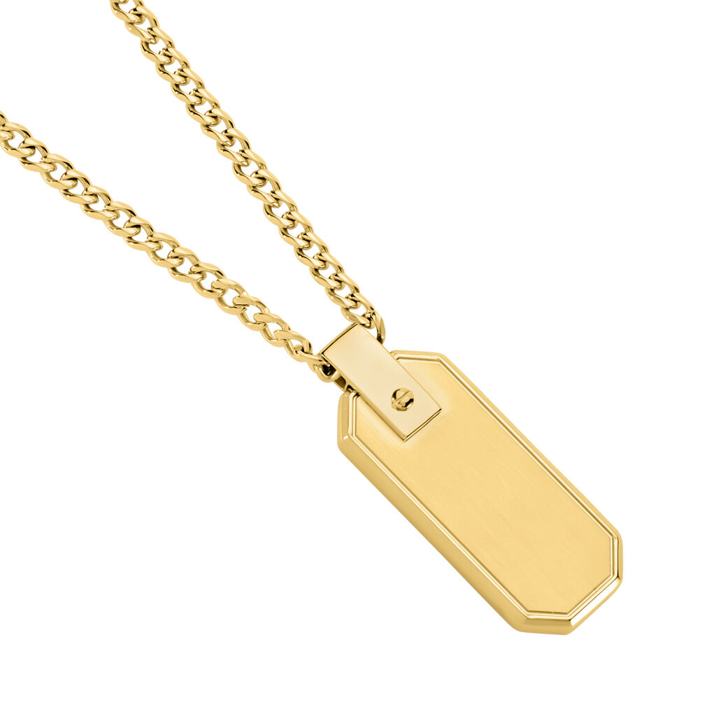 DREX Herren Collier Edelstahl vergoldet Achteck B 3,5 mm