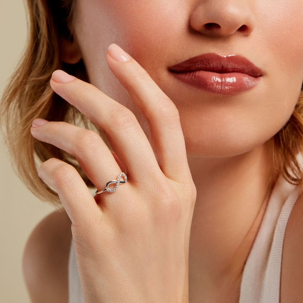 THILDA Damen Ring Wei&szlig;gold 375 (9 Karat) Zirkonia Wei&szlig; 0,03 ct