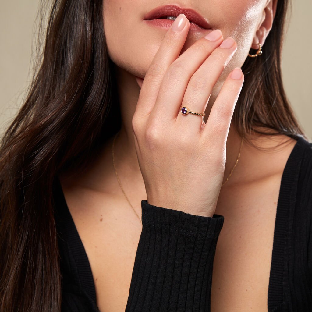 LYKKE Damen Ring Gold 375 (9 Karat) Amethyst Violett 0,25 ct Kreis - Solitärringe Damen | OROVIVO