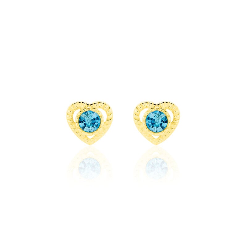 Ohrstecker Gold 333 Blauer Kristall Herz - Ohrstecker Familie | OROVIVO