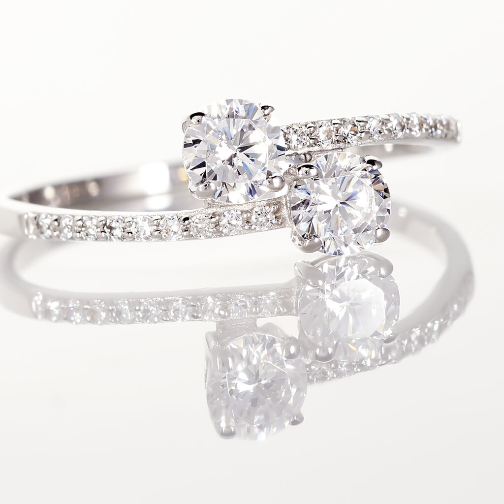 Bague Arista Or Blanc Oxyde De Zirconium - Spannringe Damen | OROVIVO