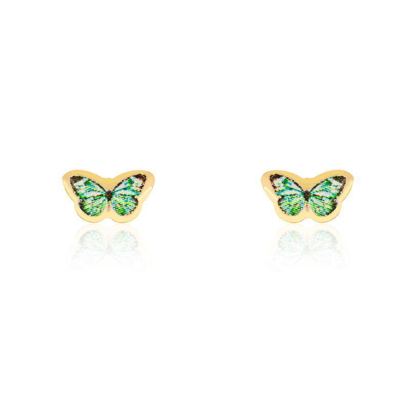 Boucles D'oreilles Puces Sulivia Papillon Or Jaune - Spannringe Kinder | OROVIVO