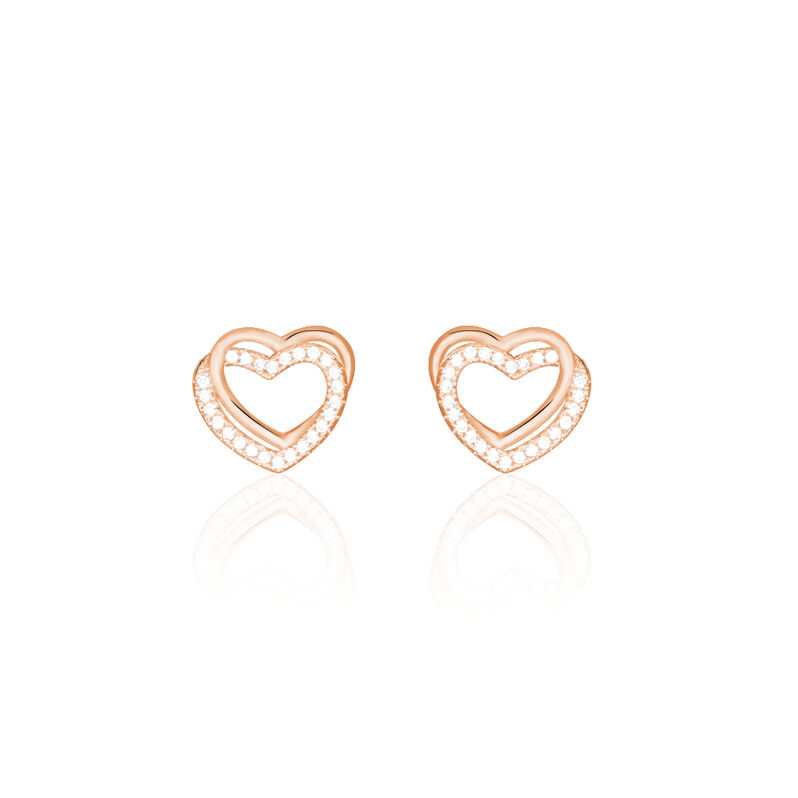 Damen Ohrstecker Silber 925 Rosé Vergoldet Herz - Ohrstecker Damen | OROVIVO