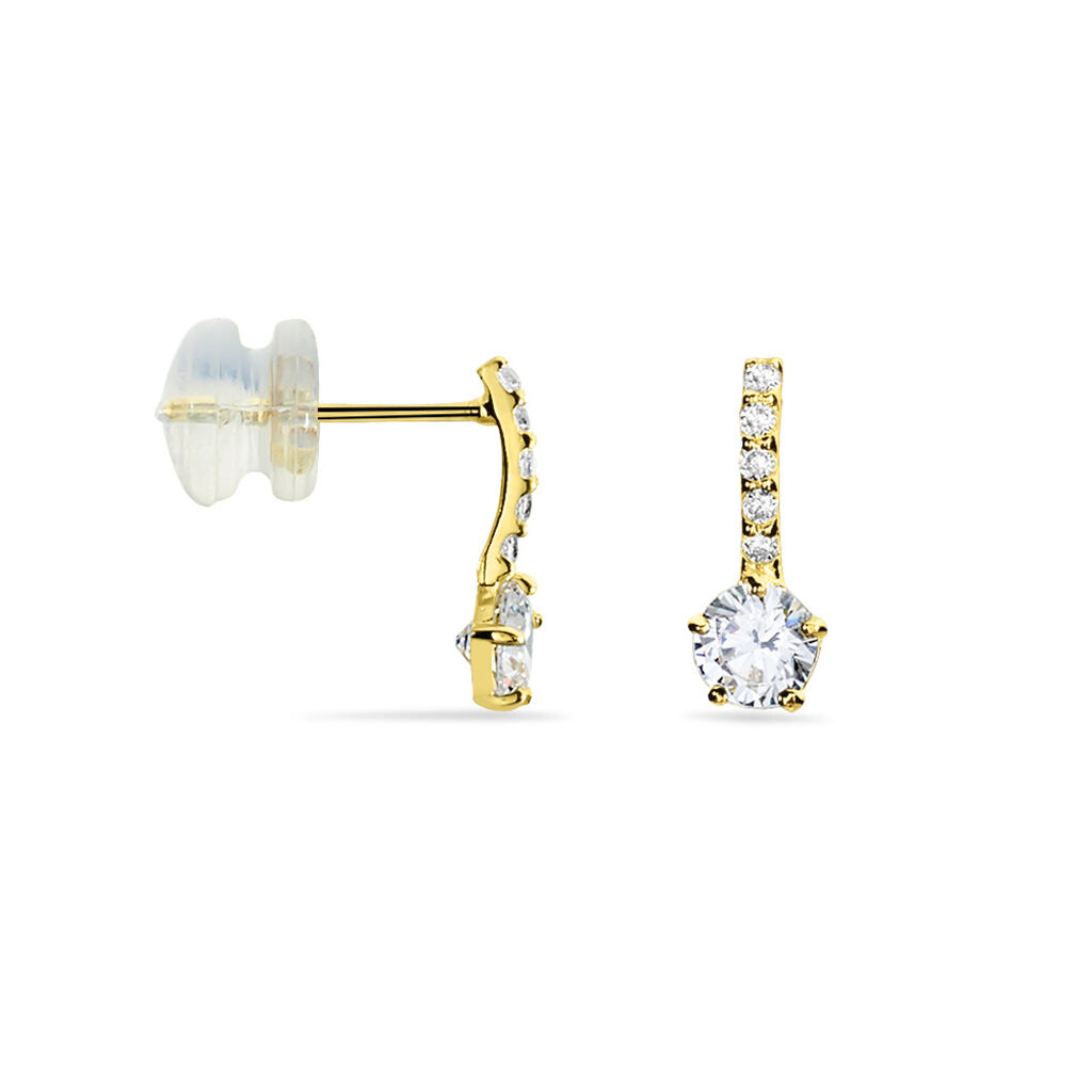 EUSEBE 1 Damen Ohrstecker Gold 375 (9 Karat) Zirkonia Wei&szlig; Barren