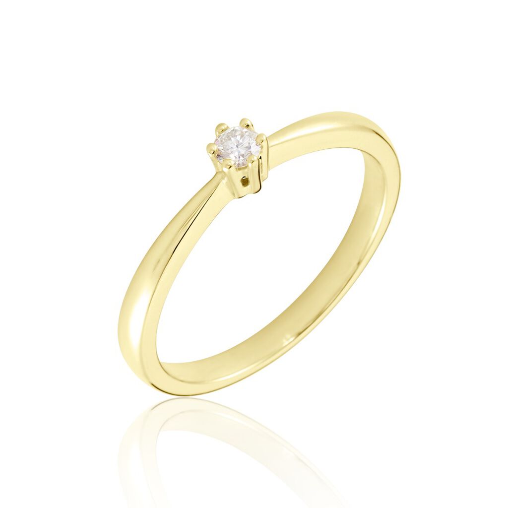 ROME Damen Ring Gold 375 (9 Karat) Diamant Wei&szlig; 0,08 ct