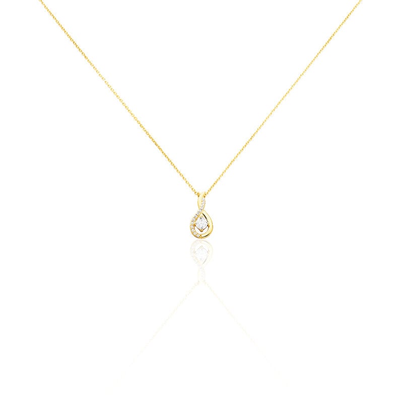 EVANA Damen Collier Gold 375 (9 Karat) Zirkonia Wei&szlig; 0,08 ct Tropfen - Halsketten Damen | OROVIVO