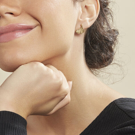 Damen Ohrstecker Edelstahl Gold Ginkgo Blatt Salinna - Ohrringe  | OROVIVO