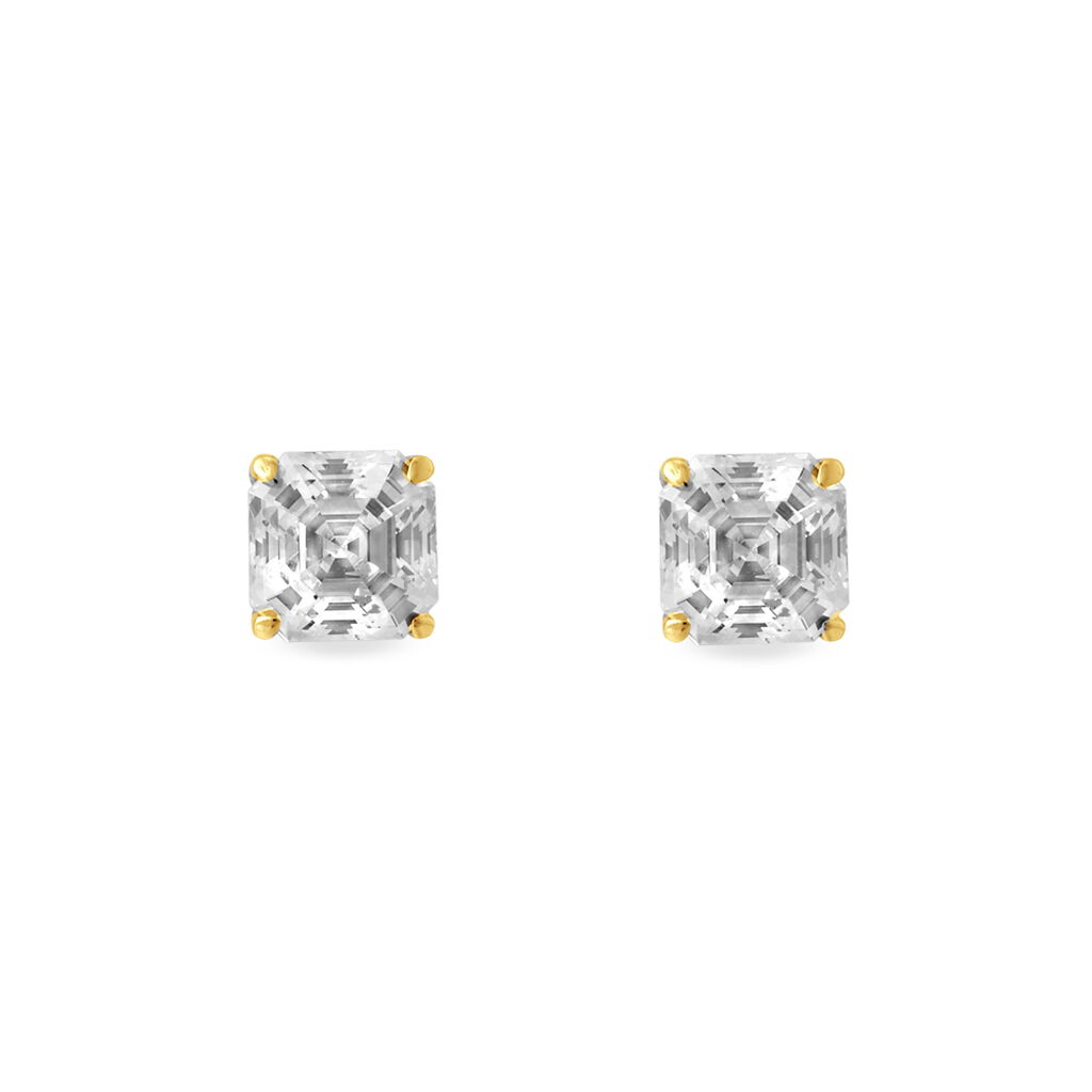 DOREEN CARRE Damen Ohrstecker Gold 375 (9 Karat) Zirkonia Wei&szlig; 4,03 ct