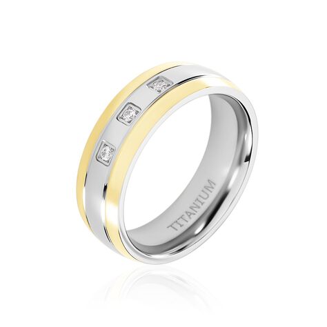 Damen Ring Titan Bicolor Gelb/Silber Zirkonia 6,40mm  - Ringe mit Stein Damen | OROVIVO