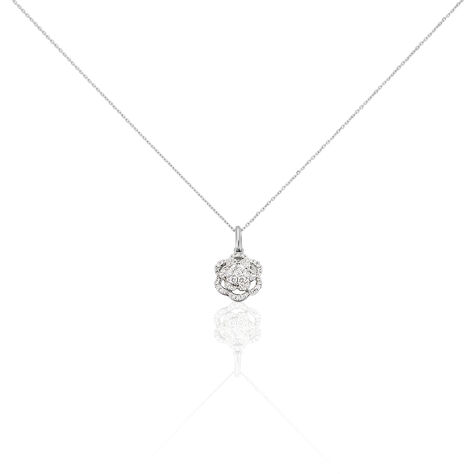 Damen Collier Weißgold 750 Diamant 0,34ct Blume Gata 45cm - Halsketten Damen | OROVIVO