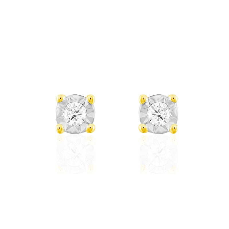 Illusion Damen Ohrstecker Gold 375 (9 Karat) Diamant Wei&szlig; 0,06 ct B 3 mm - Ohrstecker Damen | OROVIVO