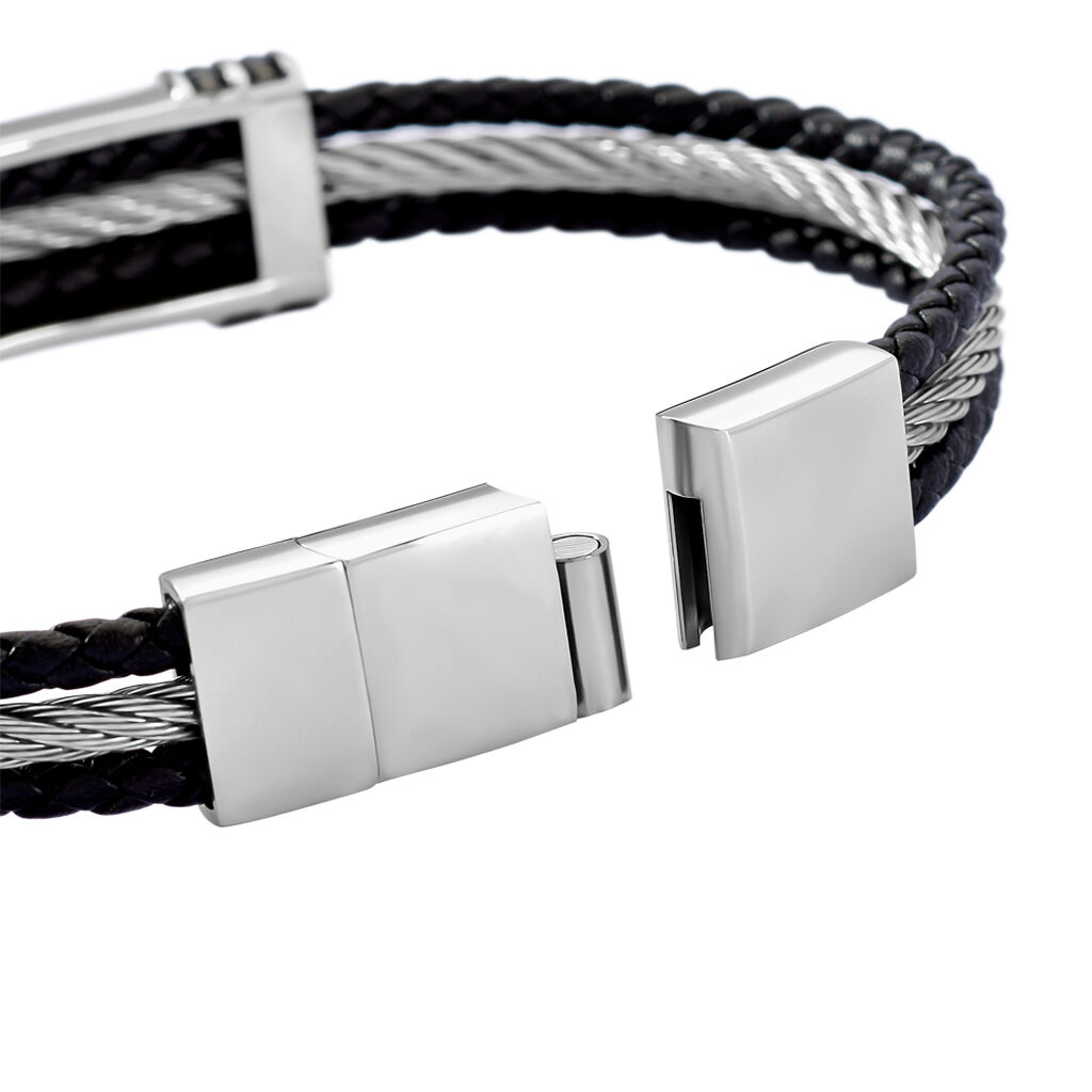 Herren ID Armband Edelstahl Bicolor Silber/Schwarz Henry 2,1cm - Armbänder Herren | OROVIVO