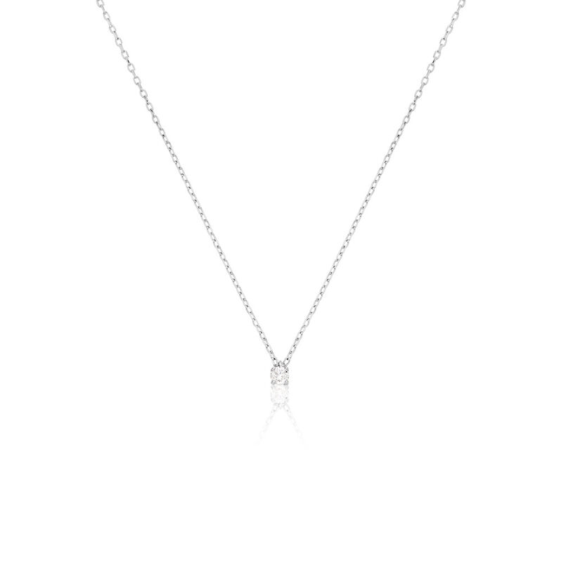 VICTORIA Damen Collier Wei&szlig;gold 585 (14 Karat) Diamant Wei&szlig; 0,060 ct - Halsketten Damen | OROVIVO