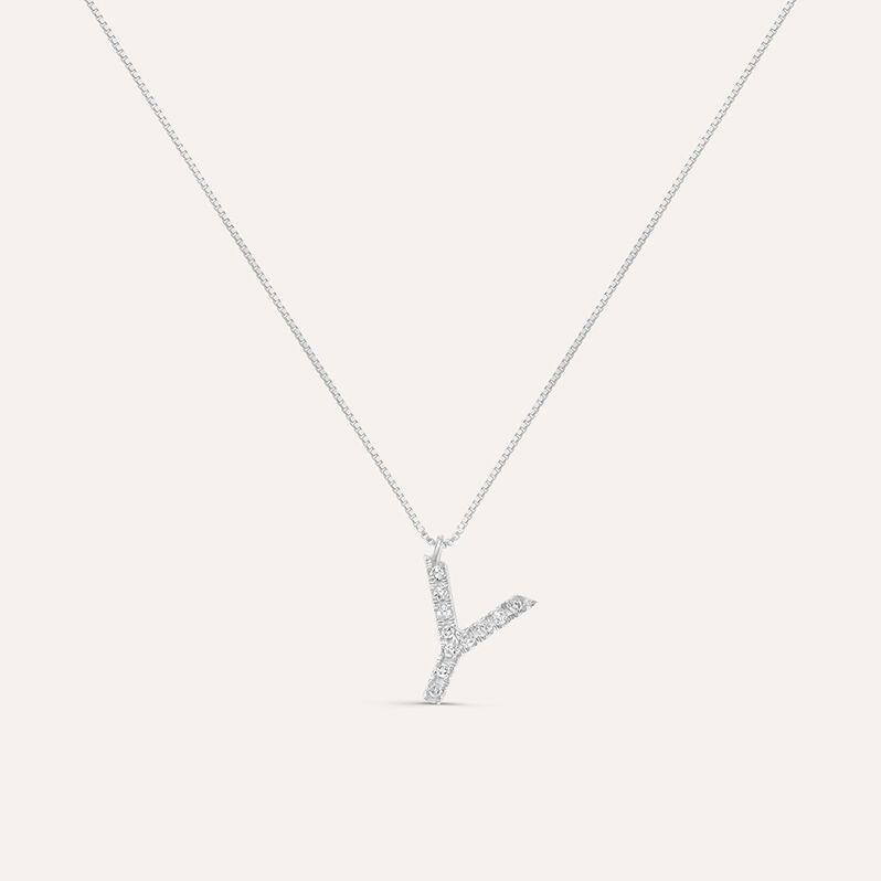Collana Diamond Letters Oro Bianco Diamante - Spannringe Damen | OROVIVO