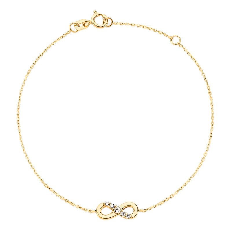 LUCIANA Damen Armband Gold 375 (9 Karat) Synthetischer Diamant Wei&szlig; 0,03 ct Unendlichkeit - Armb&auml;nder mit Anh&auml;nger Damen | OROVIVO