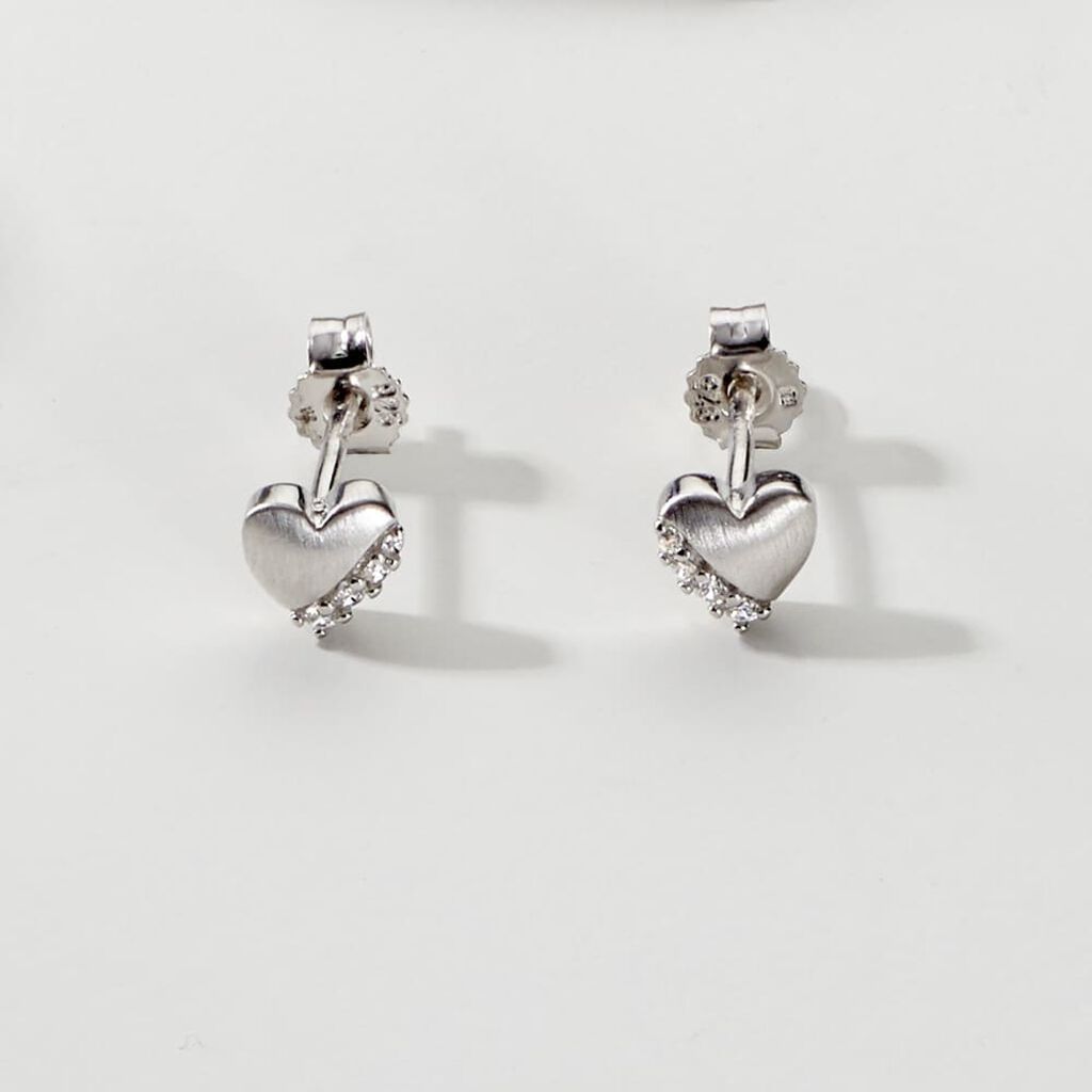 JESSIKKA Kinder Ohrstecker Silber 925 Zirkonia Wei&szlig; Herz