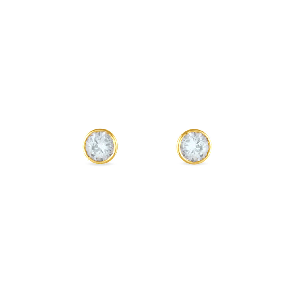 Damen Ohrstecker Gold 375 Zirkonia Elda Fassung Zarge , Ohrstecker mit Stein