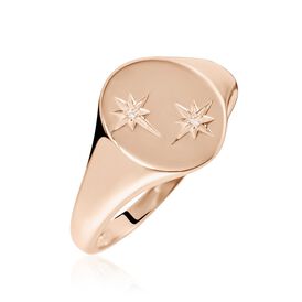 Damen Siegelring Silber 925 Rosé vergoldet Diamant - Ringe mit Edelsteinen  | OROVIVO