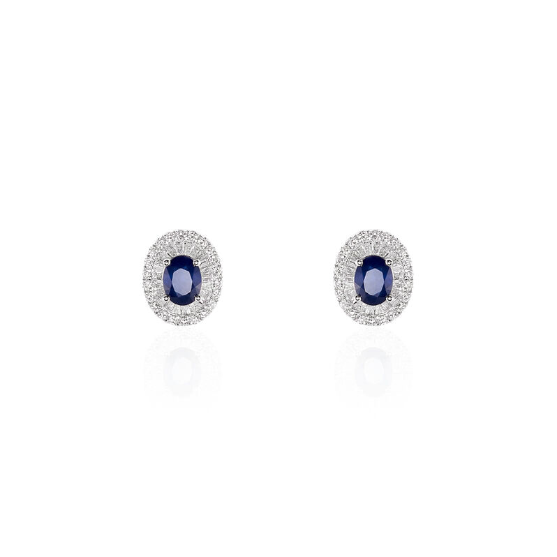 Damen Ohrstecker Weißgold 750 Saphir 1,17ct Jakka  - Ohrstecker Damen | OROVIVO