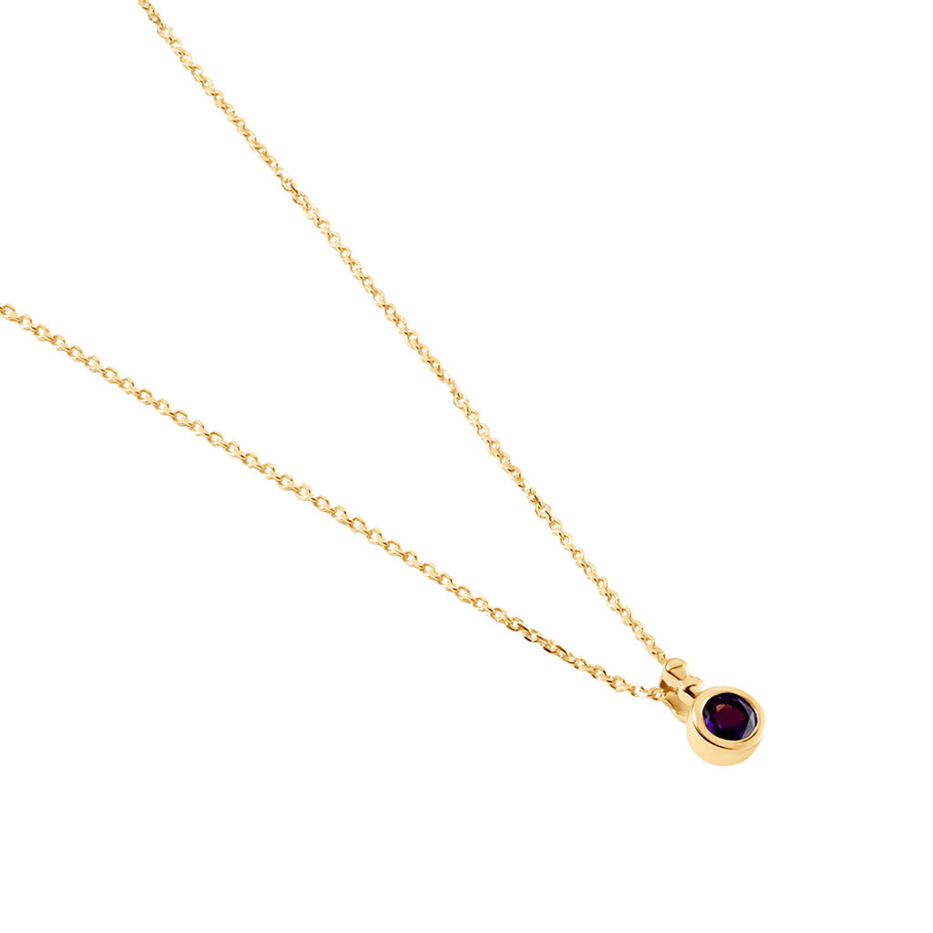 LYKKE Damen Collier Gold 375 (9 Karat) Amethyst Violett 0,25 ct Kreis B 4 mm - Halsketten Damen | OROVIVO