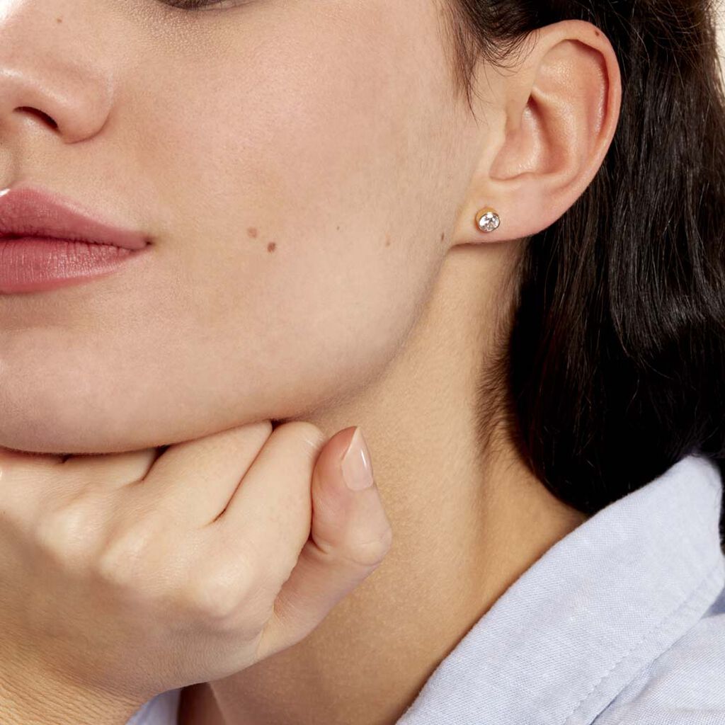 Damen Ohrstecker Gold 375 Zirkonia 5mm - Ohrstecker Damen | OROVIVO