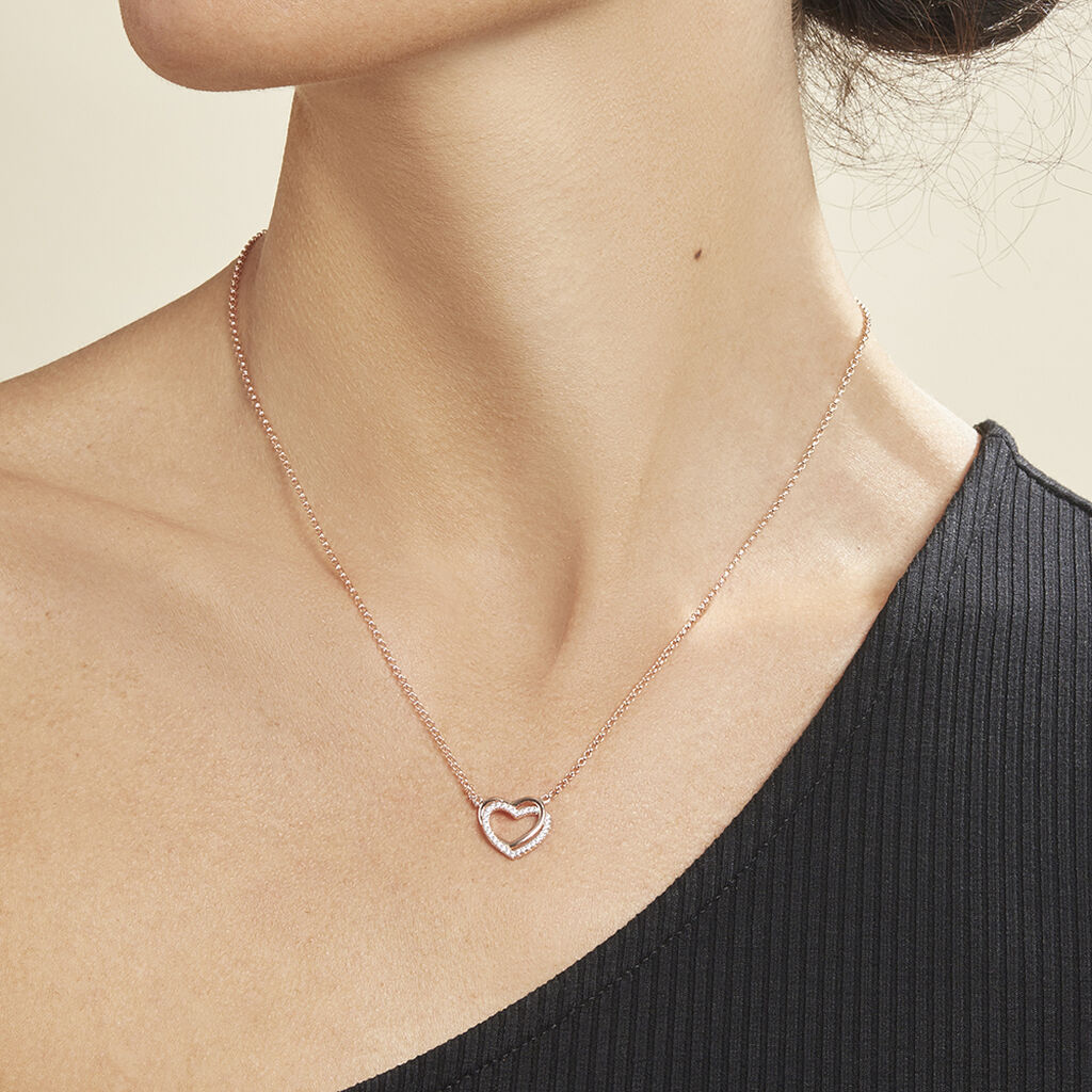 Damen Halskette Silber 925 Rosé Vergoldet Herz - Herzketten Damen | OROVIVO