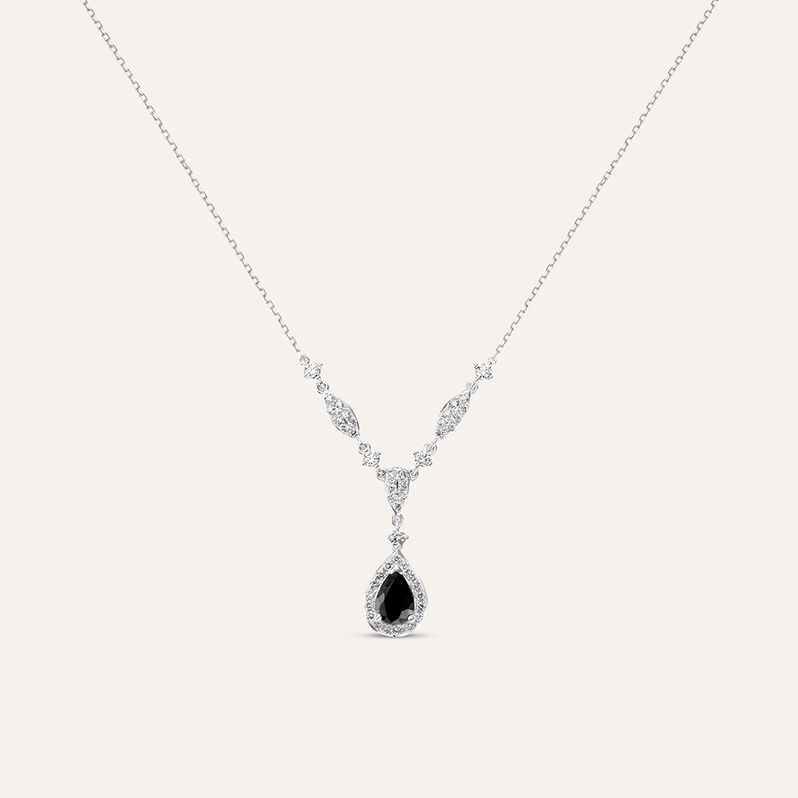 Collana Elizabeth Crown Oro Bianco Zaffiro Diamante - Spannringe Damen | OROVIVO