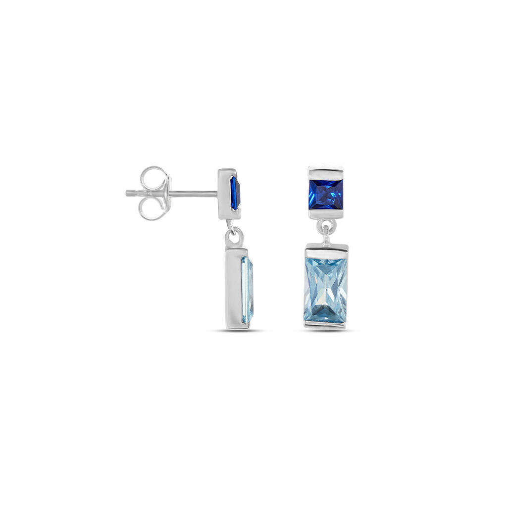 Damen Ohrringe Lang Silber Silber 925 Zirkonia Himmelblau Veronika  - Ohrringe mit Stein Damen | OROVIVO