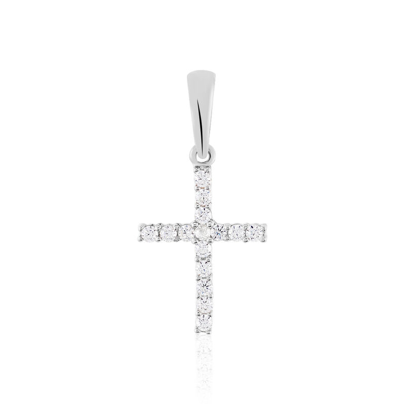 Kreuz Anh&auml;nger Wei&szlig;gold 375 Zirkonia Canice - Schmuckanh&auml;nger Familie | OROVIVO
