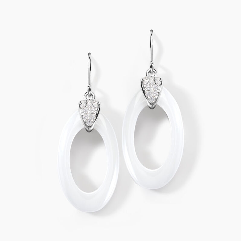 Boucles D'oreilles Pendantes Peer Argent Weiss Oxyde De Zirconium - Spannringe Damen | OROVIVO