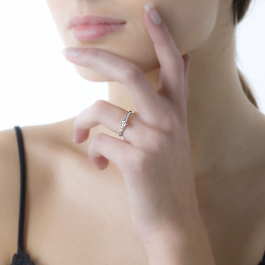 Bague Solitaire Josua Or Blanc Diamant - Spannringe Damen | OROVIVO