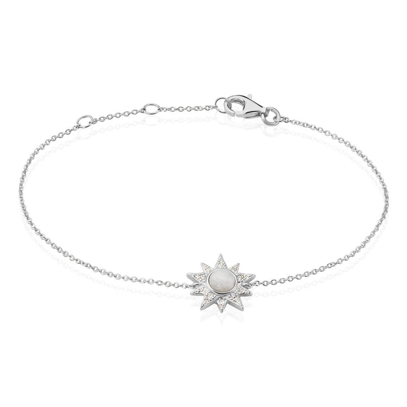 Bracelet Argent Blanc Pierre De Lune - Spannringe Damen | OROVIVO