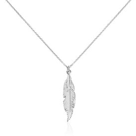 Damen Halskette Silber 925 Rhodiniert Feder - Ketten mit Anhänger  | OROVIVO