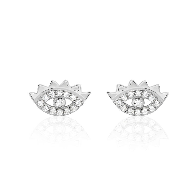 Damen Ohrstecker Weißgold 375 Zirkonia Auge - Ohrstecker Damen | OROVIVO
