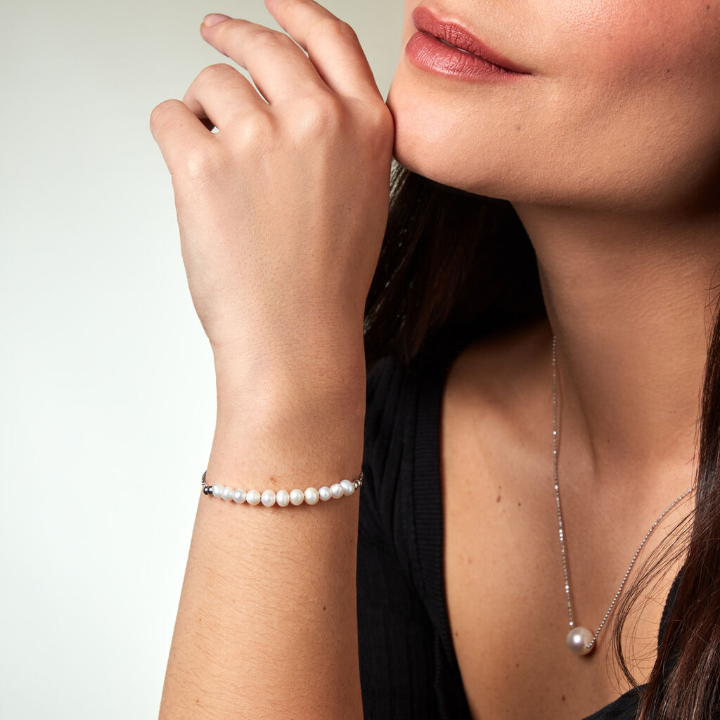 Damen Armband Silber Silber 925 Rund Weiß Boules 2,4cm 15mm - Armbänder Damen | OROVIVO