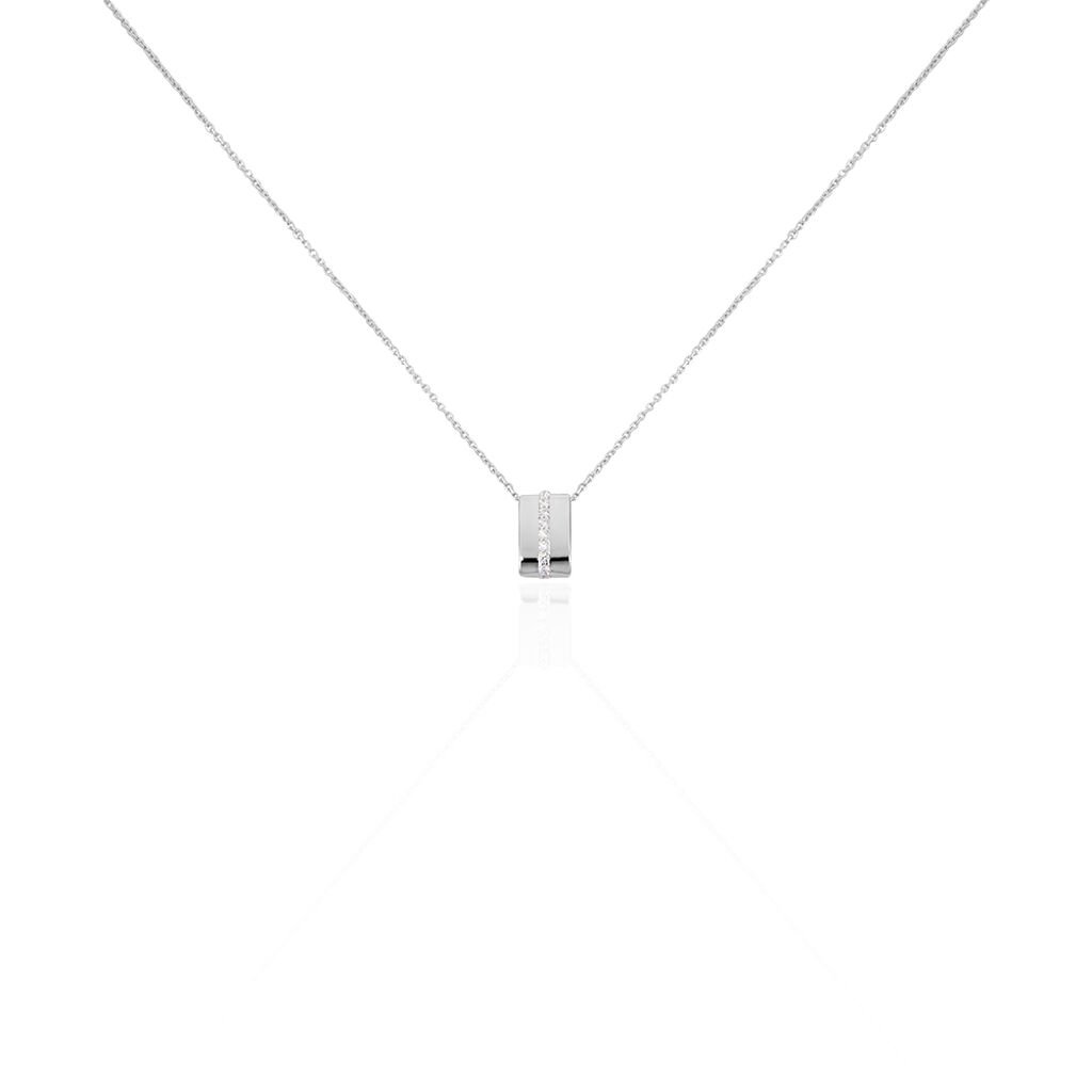 KATIANA Damen Collier Weißgold 375 (9 Karat) Zirkonia Weiß 0,13 ct, Collier mit Stein