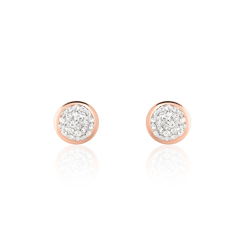 EDMEE CERCLE 1 Damen Ohrstecker Rosegold 375 (9 Karat) Strass Wei&szlig; Kreis - Ohrstecker Damen | OROVIVO