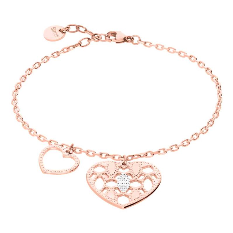 Bracciale in bronzo rosato con due charm cuore - Spannringe Damen | OROVIVO