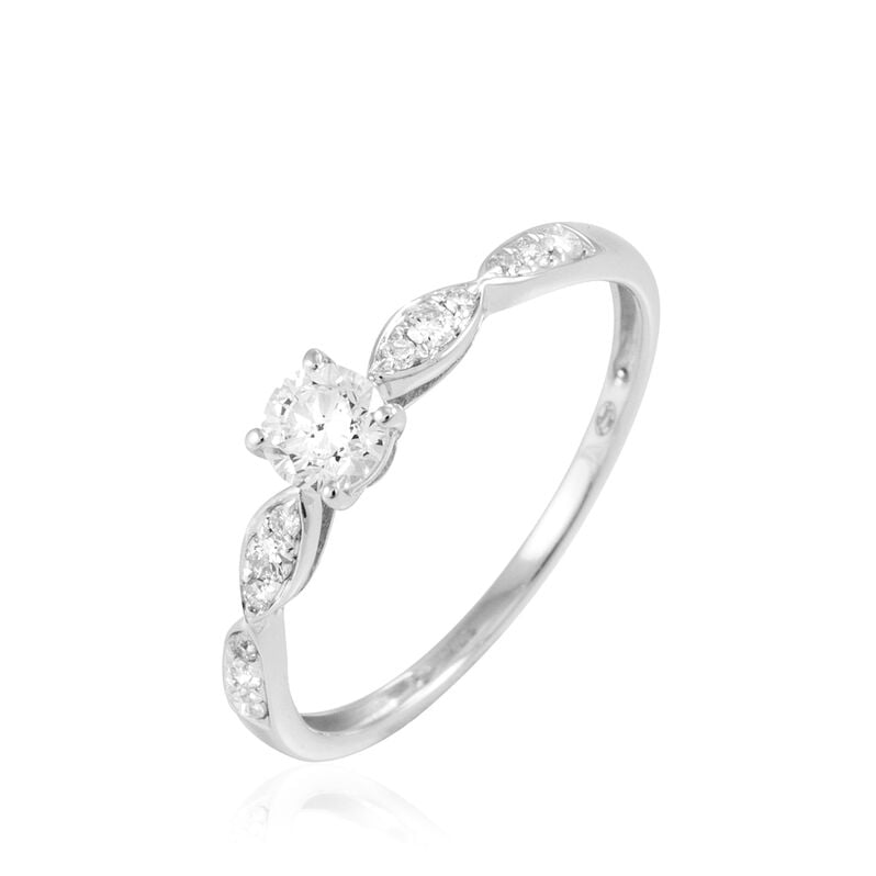 Bague Solitaire Etoile Or Blanc Diamant - Spannringe Damen | OROVIVO