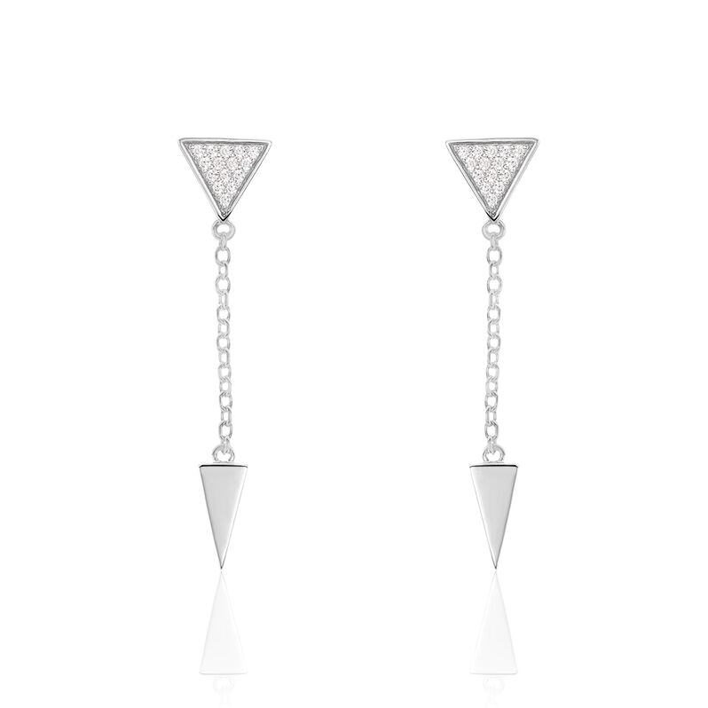 Damen Ohrstecker Lang Silber 925 Zirkonia Dreieck - Ohrringe mit Stein Damen | OROVIVO