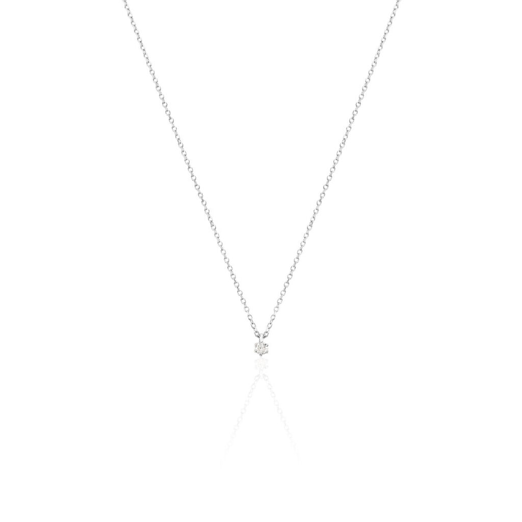Damen Collier Weißgold 585 Rund Weiß Monopoli 4,5cm, Collier mit Stein