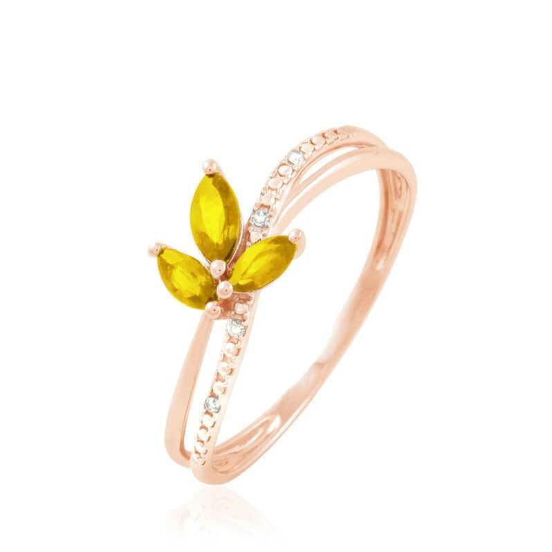 Bague Angie Or Rose Citrine Et Diamant - Spannringe Damen | OROVIVO