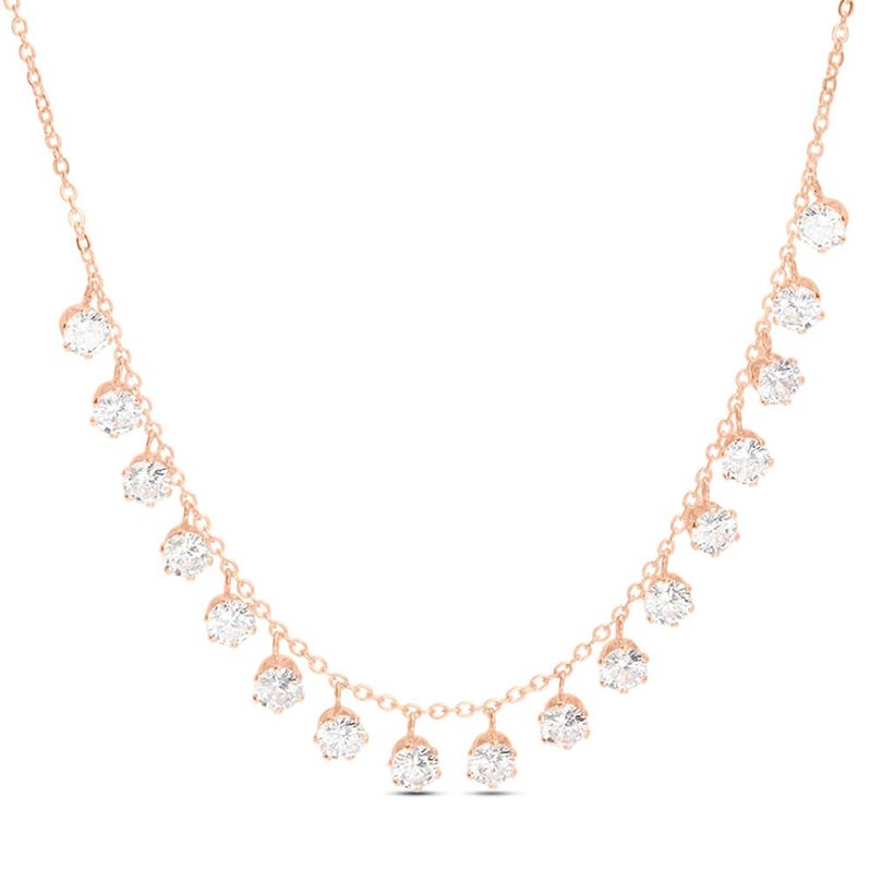 Collana Multi Punto Luce Romantic Shine Metallo Rosa Cristallo - Spannringe Damen | OROVIVO
