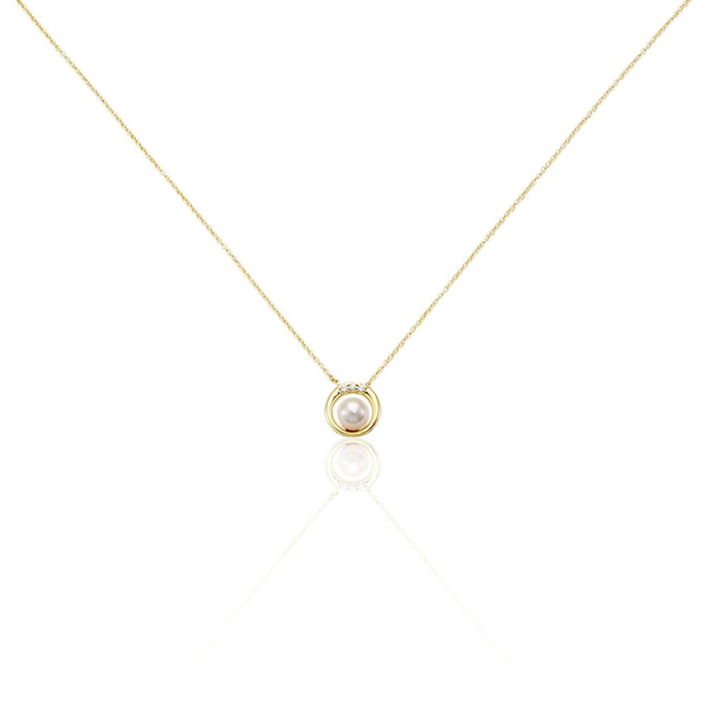 Damen Halskette Gold 375 Zuchtperle Zirkonia Kreis Isabella -  13250035872R00 • Orovivo | Dein Online-Juwelier